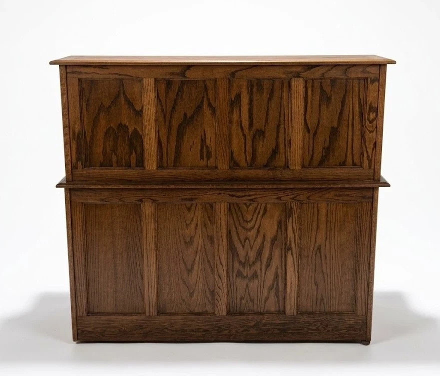 Vintage Oak Roll Top Desk Antique Mission Style Double Pedestal Wooden Executive
