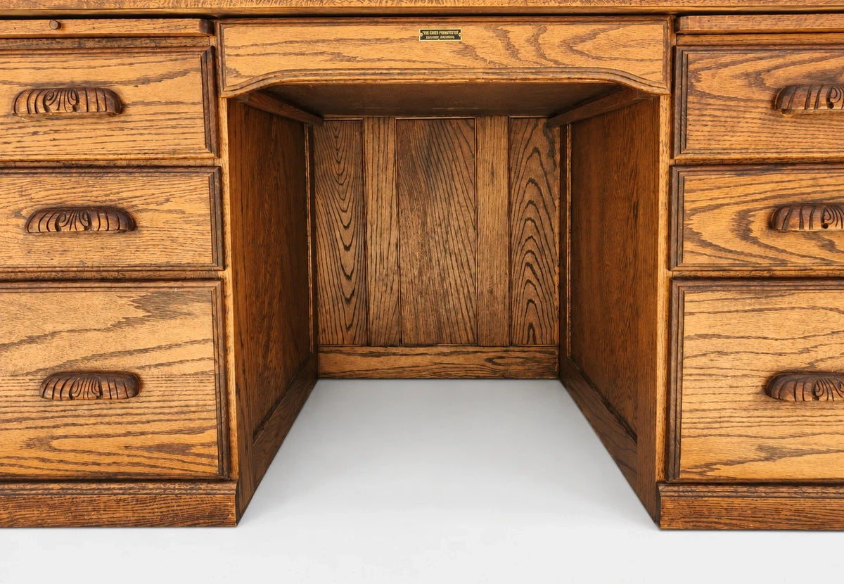 The Barn Furniture Solid Oak Roll Top Desk Vintage Executive Desk S Curve