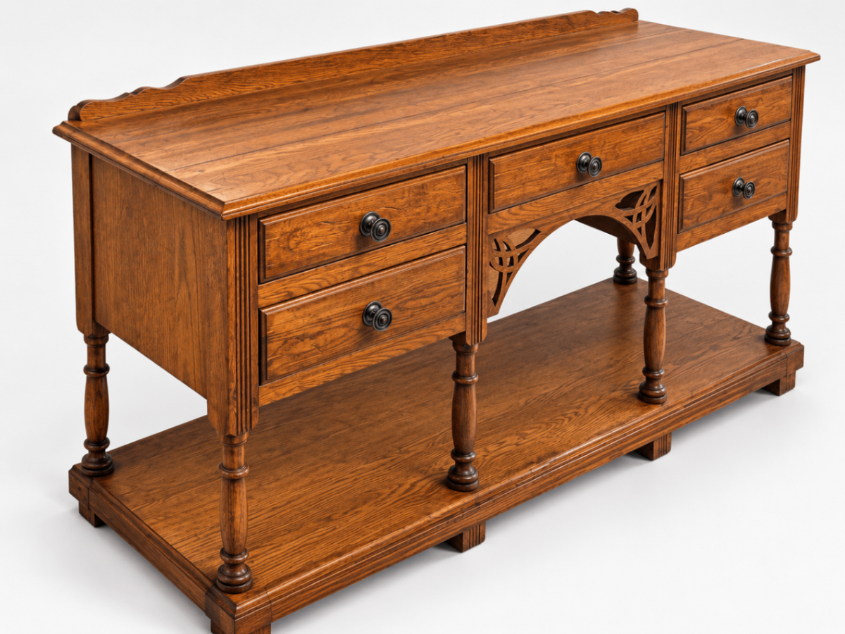 Antique Style Wood Sideboard Buffet 4-Drawer Console Table Gallery Rail