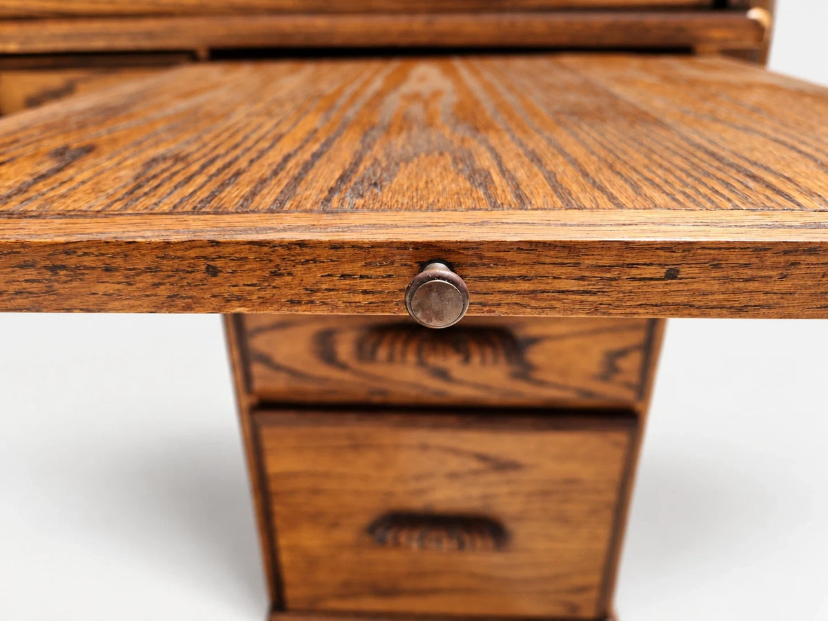 The Barn Furniture Solid Oak Roll Top Desk Vintage Executive Desk S Curve