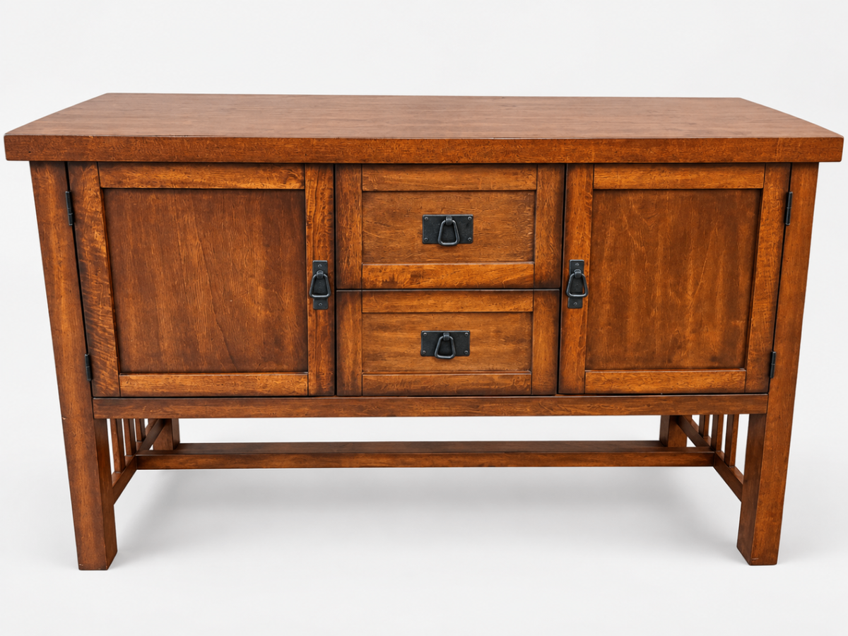 Arts & Crafts Mission Style Sideboard Buffet Wood Dark Brown 2 Doors 2 Drawers