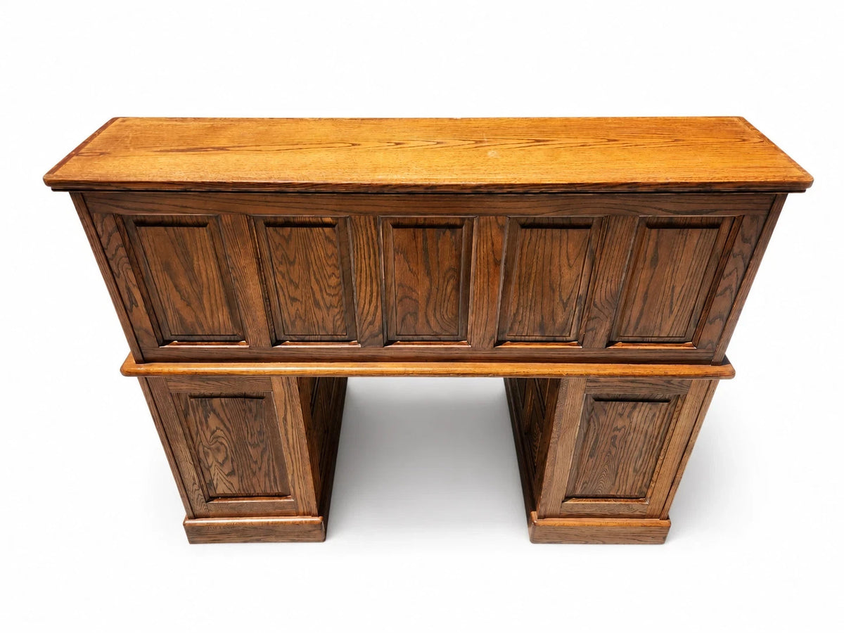 Winners Only Oak Roll Top Desk w/ Organizer Drawers & Pull-Out Slides – Solid