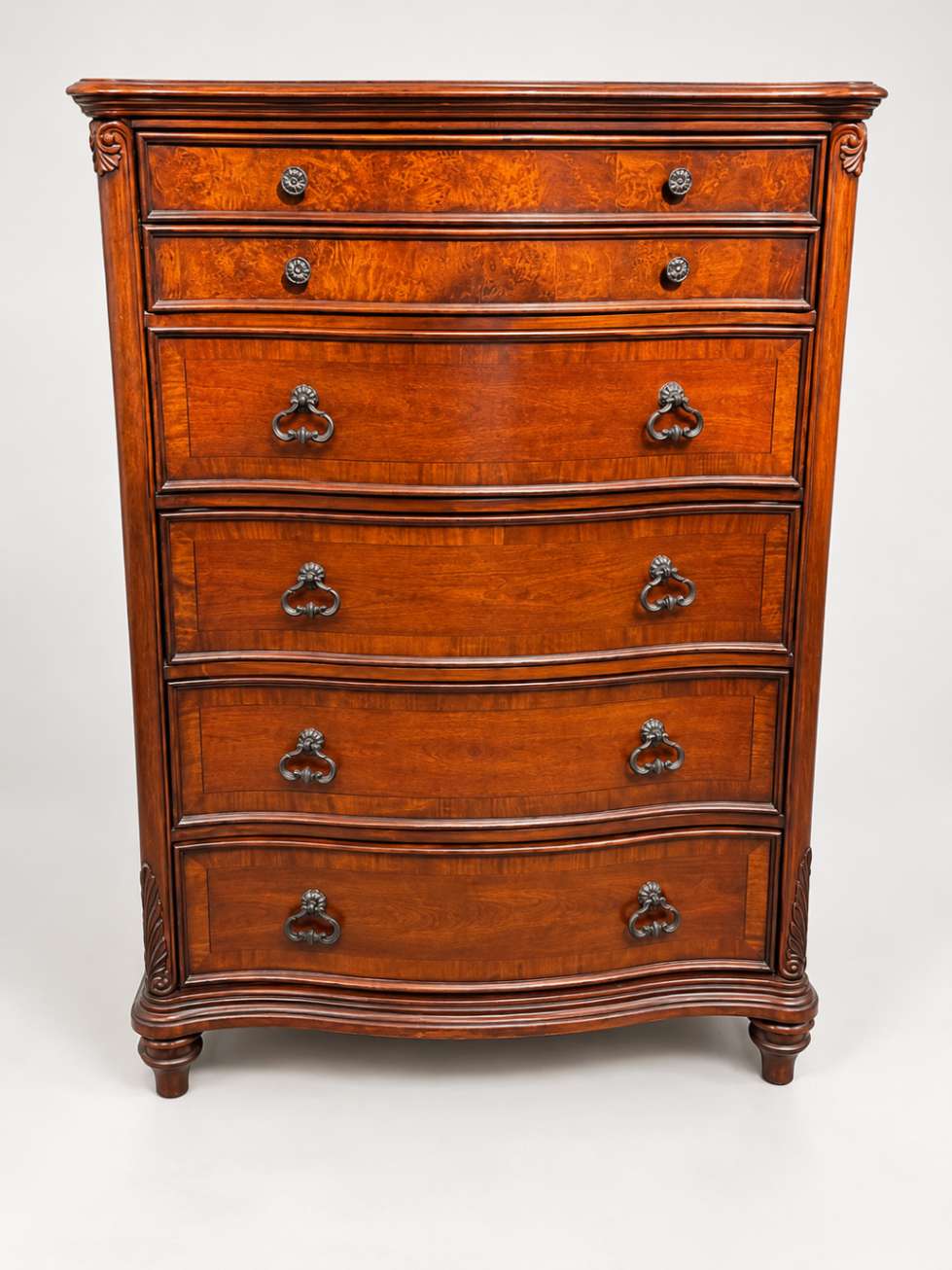 Antique Style Chest of Drawers 6-Drawer Tall Dresser Traditional Wood