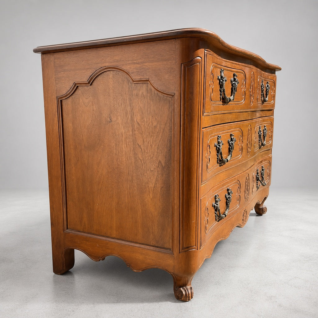 Antique Louis XV Style Solid Wood Dresser Chest - 3 Drawers