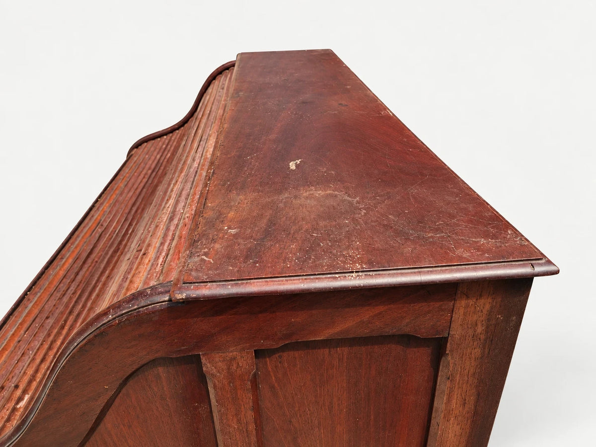 Antique Victorian Roll Top Desk Executive Wood Brass Reddish Brown S Curve