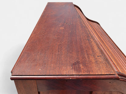 Antique Victorian Roll Top Desk Executive Wood Brass Reddish Brown S Curve