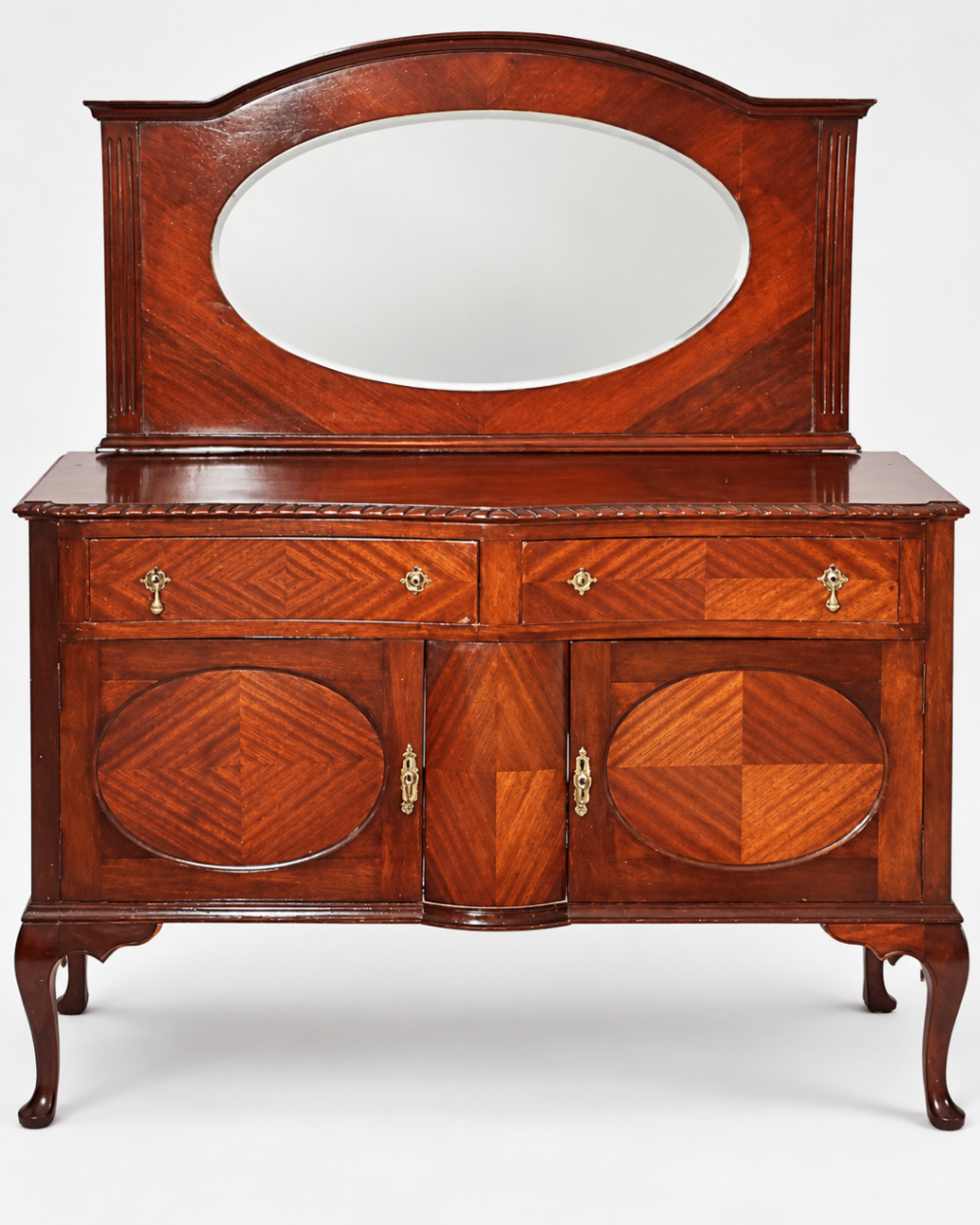 Antique Georgian Style Flame Mahogany Vanity Dressing Table with Mirror