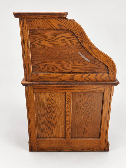 Russell's Vintage Solid Oak Roll Top Desk Traditional Writing Desk S Curve