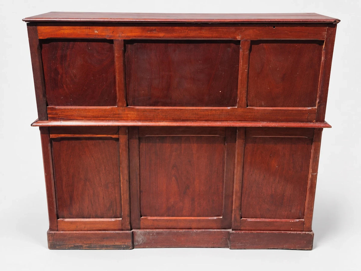 Antique Victorian Roll Top Desk Executive Wood Brass Reddish Brown S Curve
