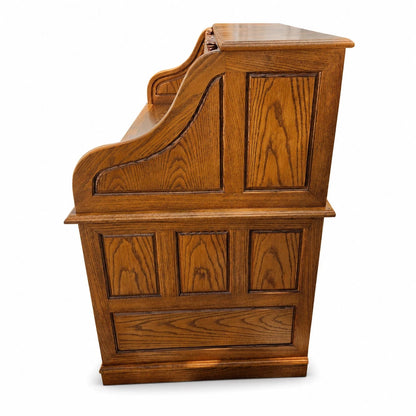 Vintage Oak Roll Top Desk Grain Executive Office DesVik Apothecary Drawers H