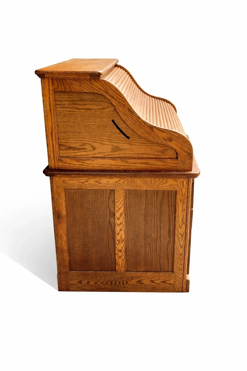 Vintage Solid Oak Roll-Top Desk Classic Executive Secretary Desk  Warm Honey