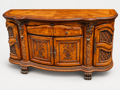 Michael Amini Ornate Traditional Wood Sideboard Credenza Buffet Carved