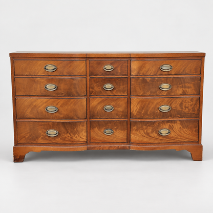 Antique Georgian Style Chest of Drawers Mahogany Wood 12-Drawer Dresser