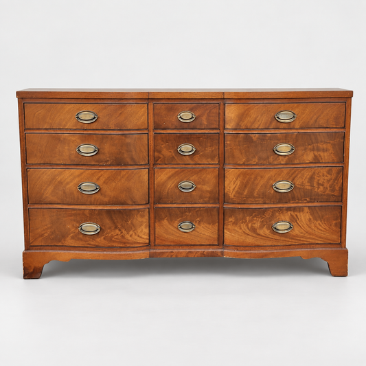 Antique Georgian Style Chest of Drawers Mahogany Wood 12-Drawer Dresser