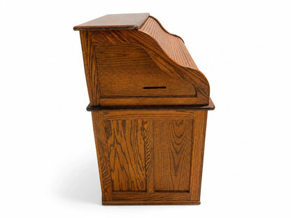 Stuart’s Oak Roll Top Desk Vintage Tambour Executive Pedestal Desk Office Qual