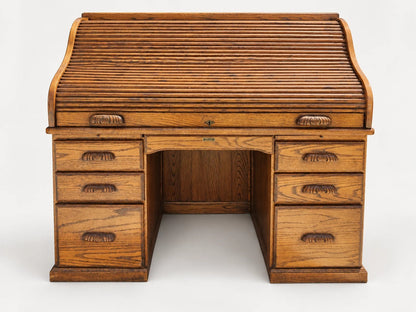 The Barn Furniture Solid Oak Roll Top Desk Vintage Executive Desk S Curve
