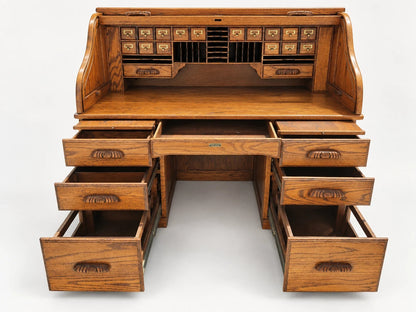 The Barn Furniture Solid Oak Roll Top Desk Vintage Executive Desk S Curve