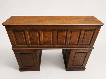 Antique Oak S-Curve Roll Top Desk Mission Arts & Crafts Executive Pedestal Desk