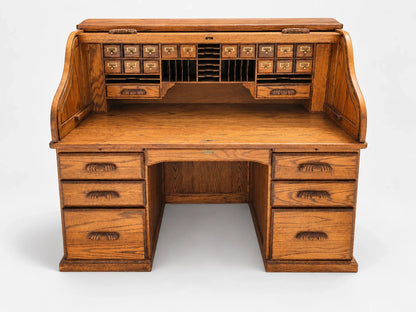 The Barn Furniture Solid Oak Roll Top Desk Vintage Executive Desk S Curve