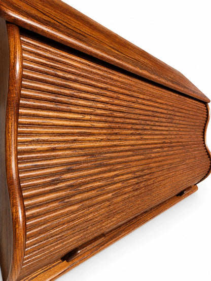 Stuart’s Oak Roll Top Desk Vintage Tambour Executive Pedestal Desk Office Qual