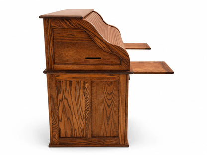 Stuart’s Oak Roll Top Desk Vintage Tambour Executive Pedestal Desk Office Qual