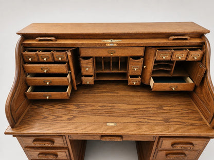 Vintage Oak Roll Top Desk Secretary Victorian Executive Office Vintage Furniture