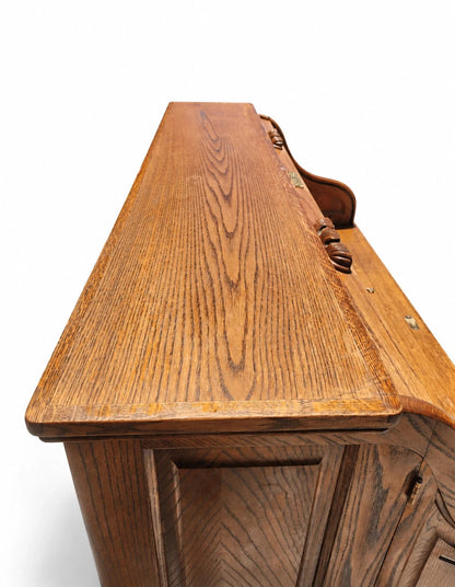 Winners Only Oak Roll Top Desk w/ Organizer Drawers & Pull-Out Slides – Solid