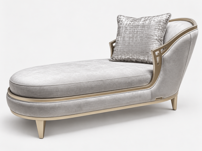 Michael Amini Villa Luxury Chaise Lounge Daybed Velvet Gold Tone Accent Modern