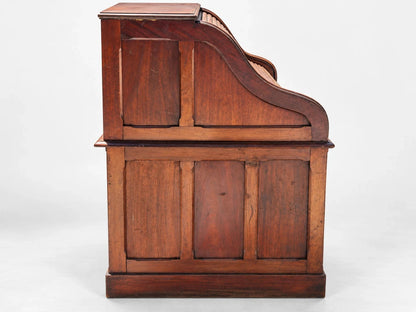 Antique Victorian Roll Top Desk Executive Wood Brass Reddish Brown S Curve