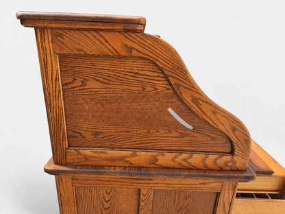 Russell's Vintage Solid Oak Roll Top Desk Traditional Writing Desk S Curve