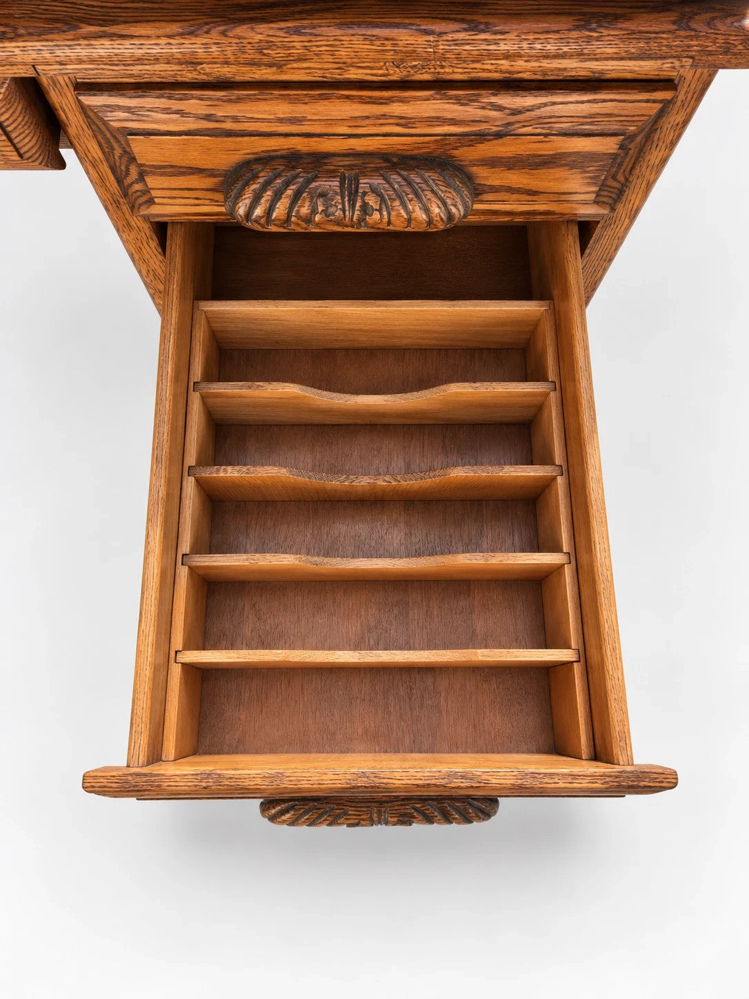 Russell's Vintage Solid Oak Roll Top Desk Traditional Writing Desk S Curve