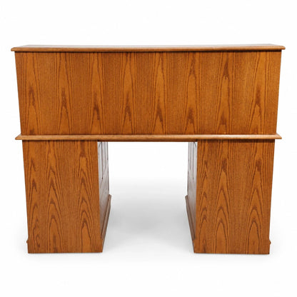 Vintage Oak Roll Top Desk Grain Executive Office DesVik Apothecary Drawers H