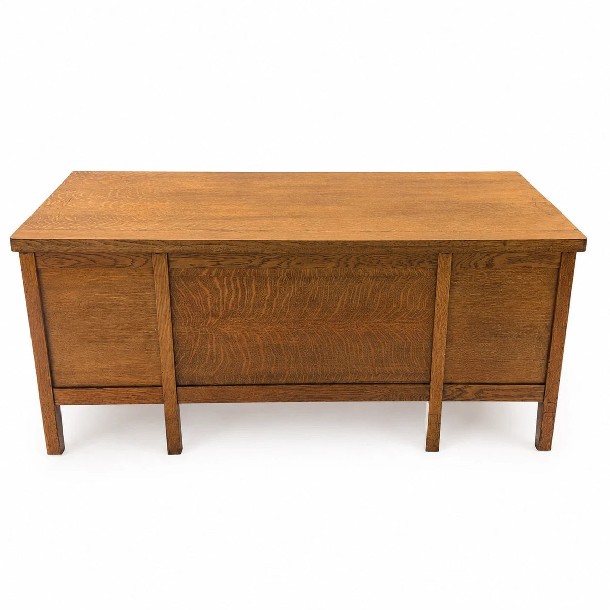 Antique Oak Executive Desk Tiger Oak Wood Pedestal Writing Desk Vintage Office