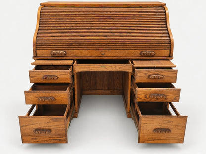 The Barn Furniture Solid Oak Roll Top Desk Vintage Executive Desk S Curve