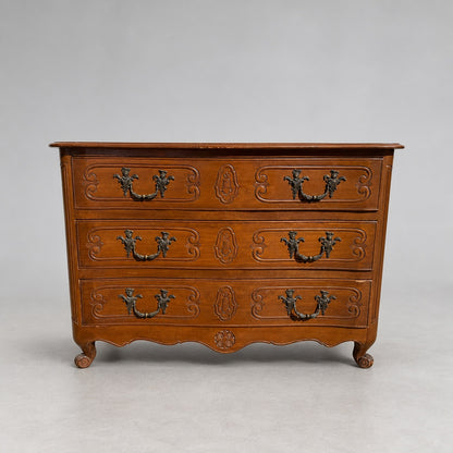 Antique Louis XV Style Solid Wood Dresser Chest - 3 Drawers