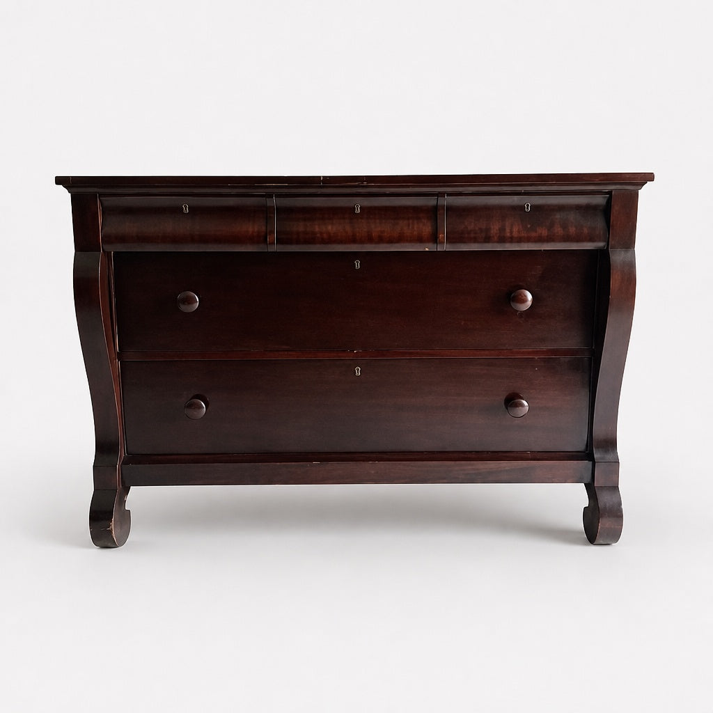 Vintage Mahogany Dresser with Mirror | Classic Victorian Style | Brown Finish