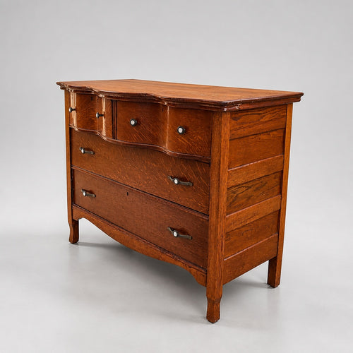 Arts & Crafts Oak Highboy Dresser with 3 Drawers - Vintage Charm