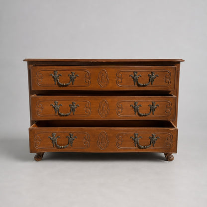 Antique Louis XV Style Solid Wood Dresser Chest - 3 Drawers