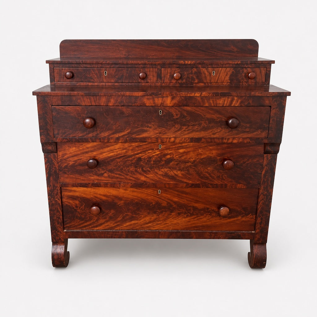 Vintage Mahogany Dresser with Mirror | Classic Victorian Style | Brown Finish
